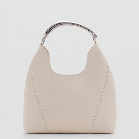 Mango Handbags - NWT Mango LEATHER SHOULDER BAG WITH
METAL HANDLE